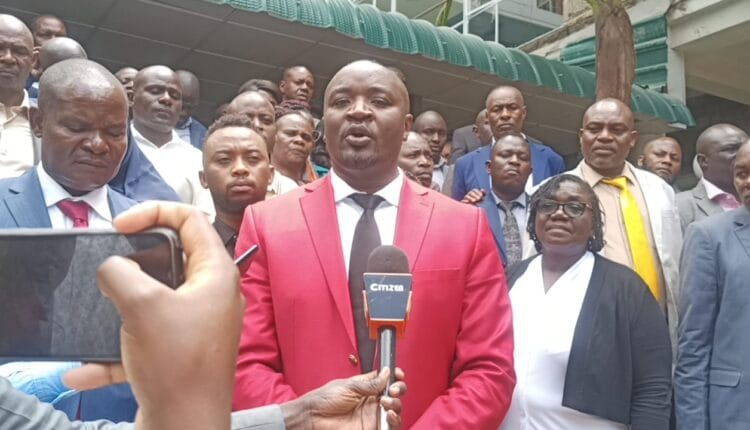 Nairobi MCAs addressing journalists at City Hall on Wednesday