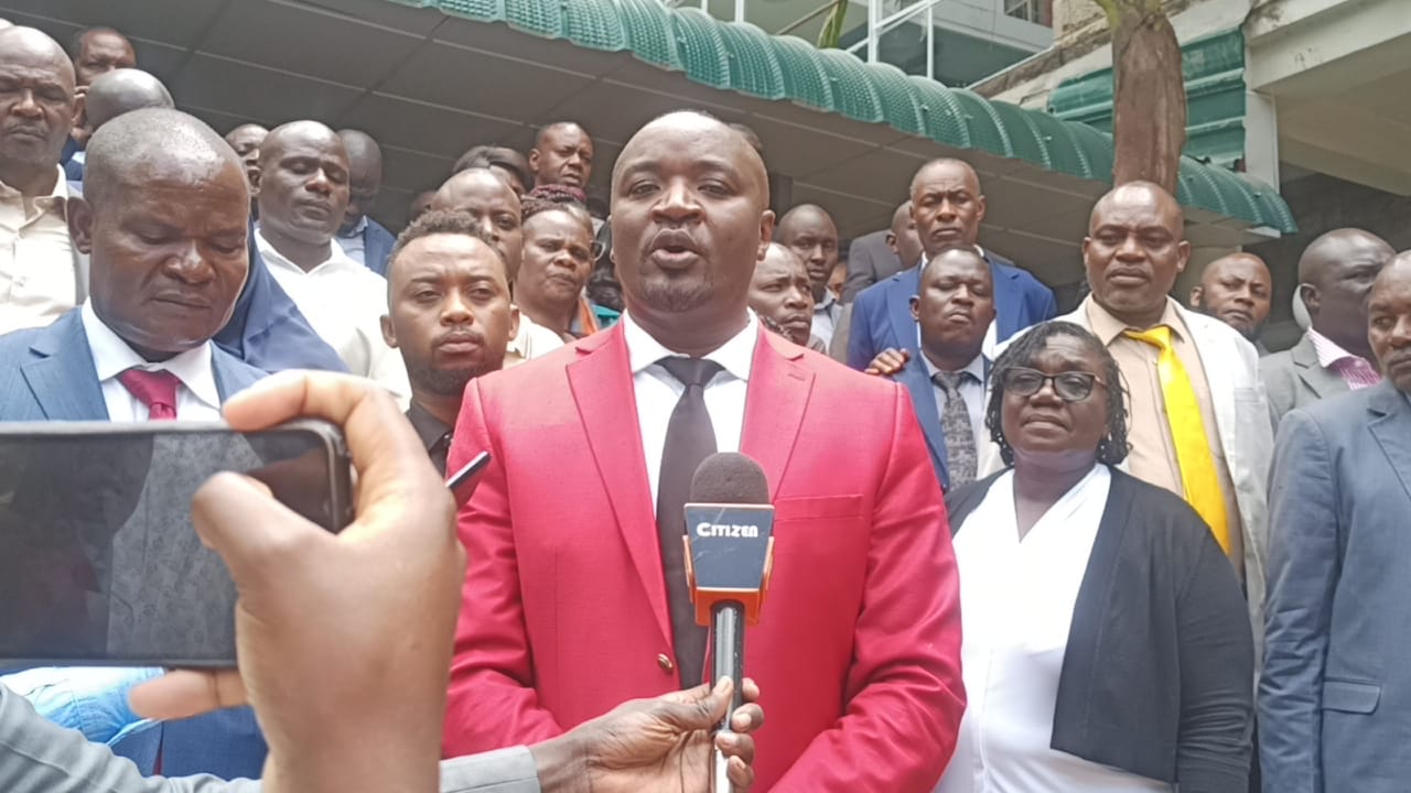 Nairobi MCAs addressing journalists at City Hall on Wednesday