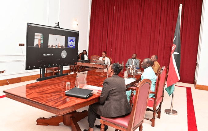 President Ruto in a teleconference with Haiti leaders